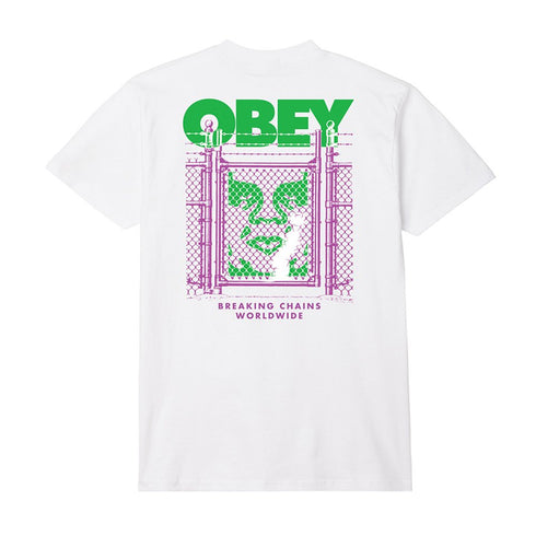 Obey Chain Link Fence Icon T-Shirt White 165263799 Wht - Streetart.fr